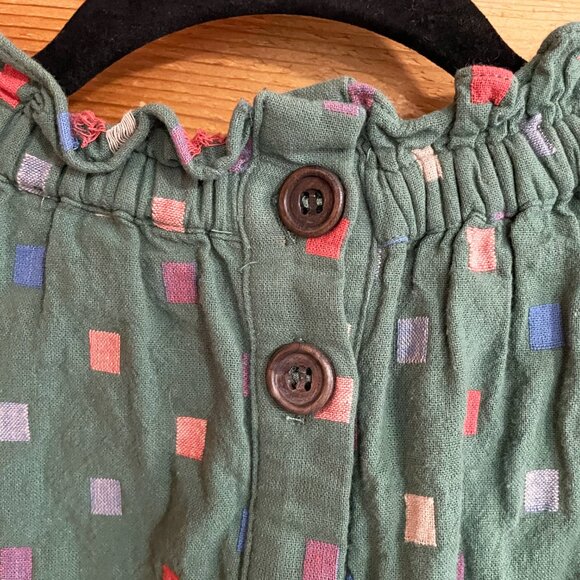 Ro & De Multicolor Pattern High Neck Long Sleeve Blouse Green Size Extra Small - Picture 5 of 8